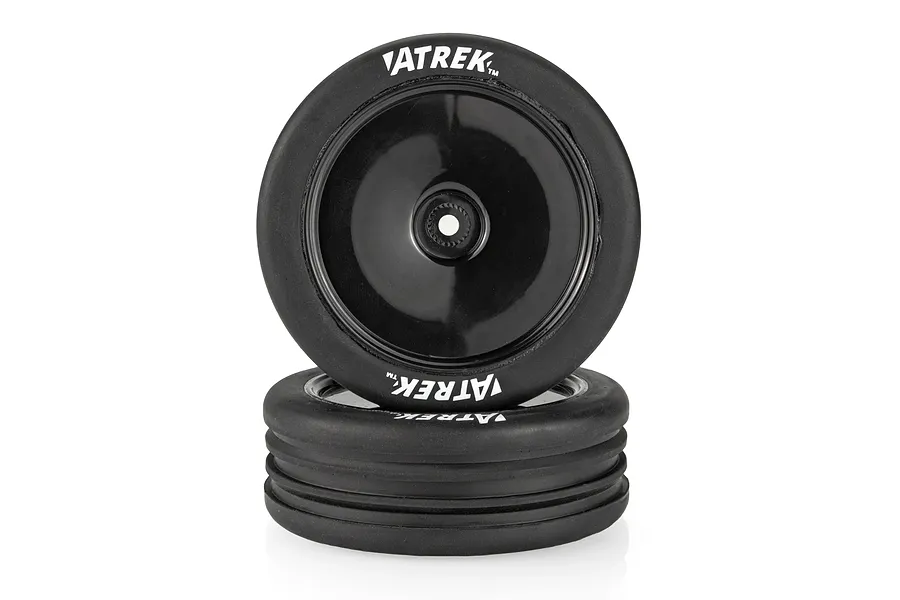 Atrek 2.3&amp;quot; Tracer Pro Ribbed Front Buggy Tyres on Black Dish Rims - Glued Wheels 2Pcs image 139122