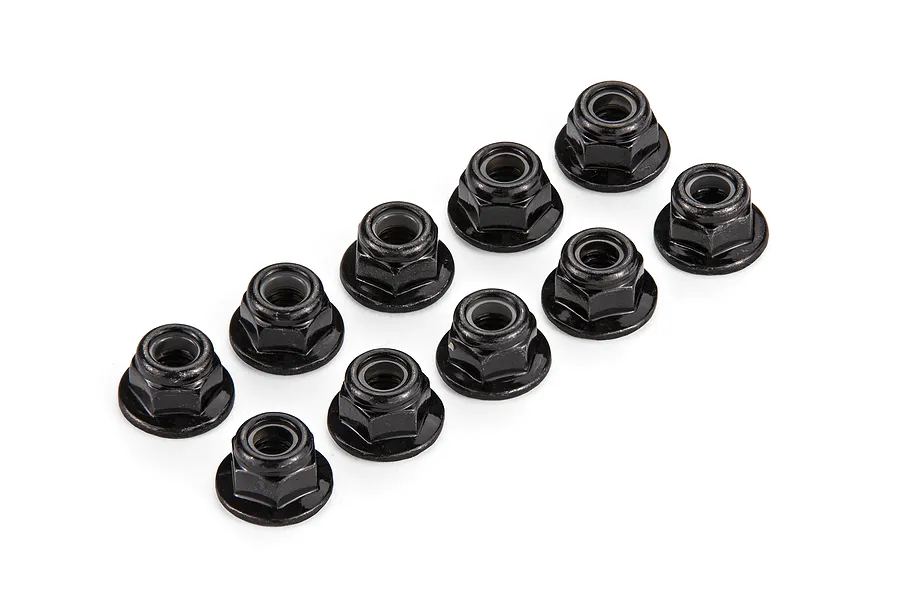 Atrek Steel 4mm Flanged Serrated Nyloc Wheel Nuts 10Pcs - Black image 1