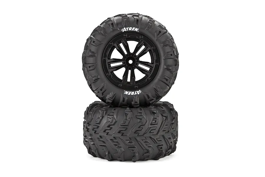 Atrek 2.6/2.8&amp;quot; Monster Truck Off Road Tyres on Black Rims - Glued Wheels 2Pcs image 141348